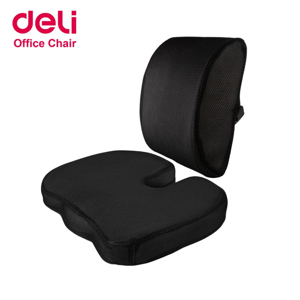 Deli เบาะรองหลัง เบาะรองนั่ง เมมโมรี่โฟมแท้ 100% รองรับทั้งแผ่นหลังได้ดี ลดอาการปวดเมื่อย ถอดปลอกซักได้ Cushion