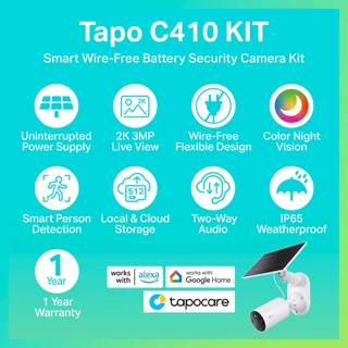 TP-Link Tapo C410 KIT ใส่ซิมไม่ได้ชุดกล้องวงจรปิด คมชัด2K 3MP พร้อมแผงโซล่าร์เซลล์ Solar-Powered Security Camera Kit