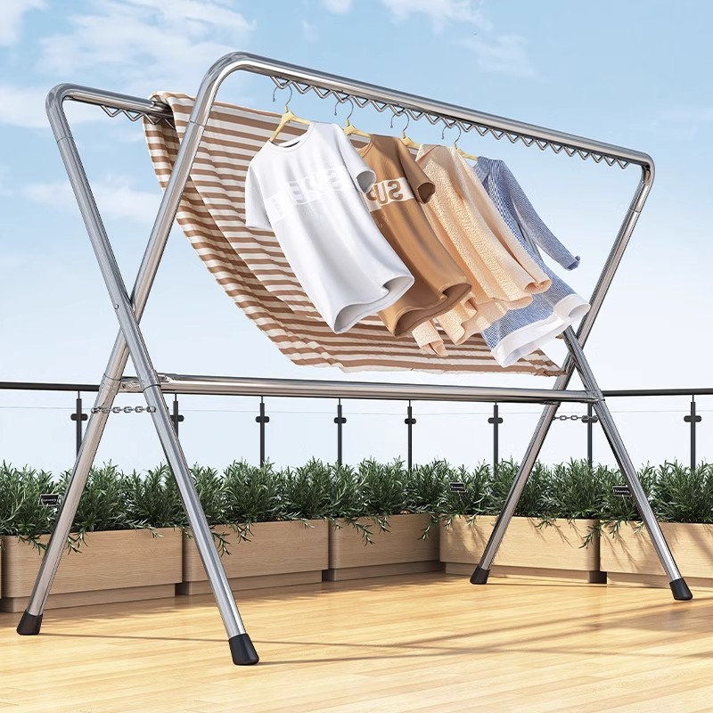 ราวตากผ้า ราวแขวนผ้า โครงเหล็ก พับเก็บได้ แข็งแรง รูปทรงตัว X Drying Rack จัดเก็บสะดวกแข็งแรง ทนทาน