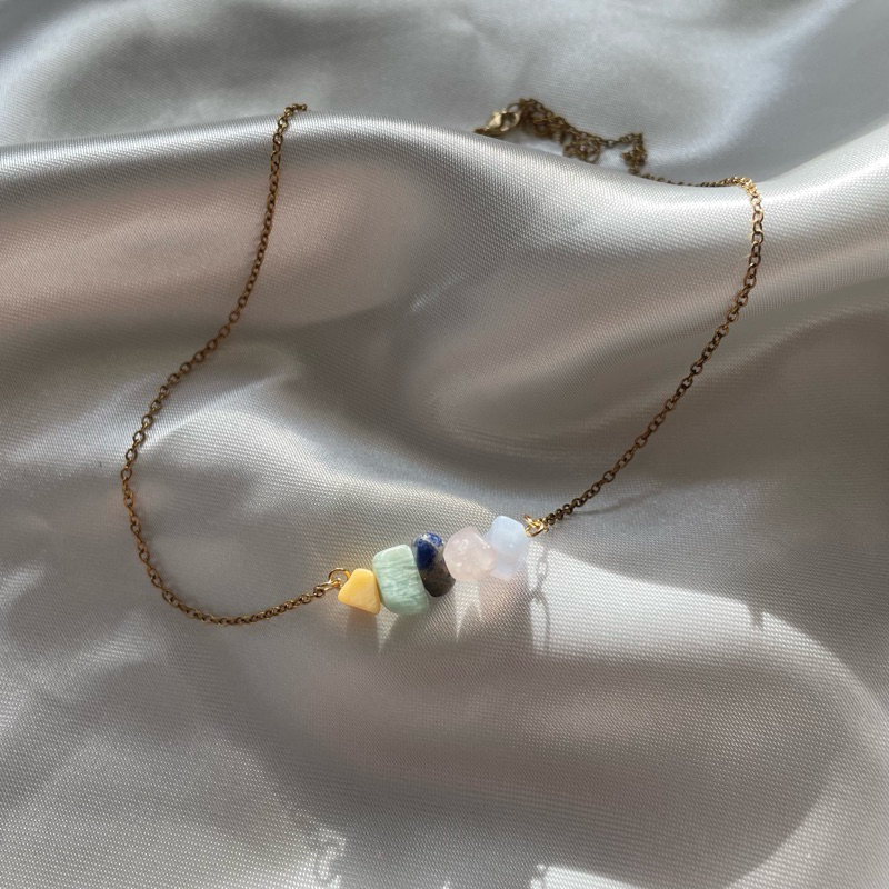 (พร้อมส่ง) TMT Lucky Stone - Agate Custom Necklace สร้อยคอ handmade หินมงคล หินอาเกต แบบ custom เอง