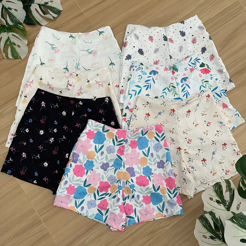 กางเกงขาสั้นลายดอกไม้ XS-5XL
