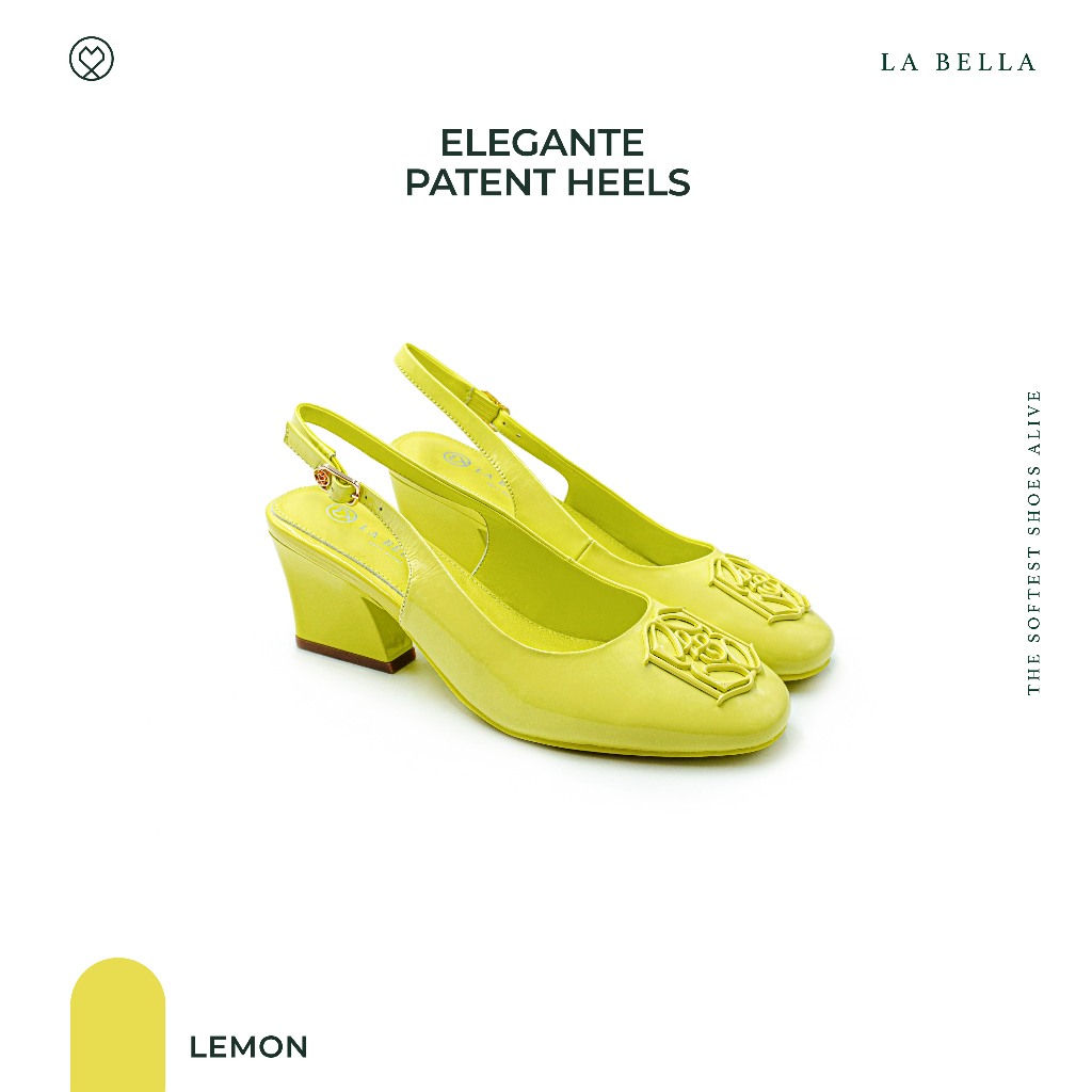 LA BELLA รุ่น ELEGANTE PATENT HEELS - LEMON