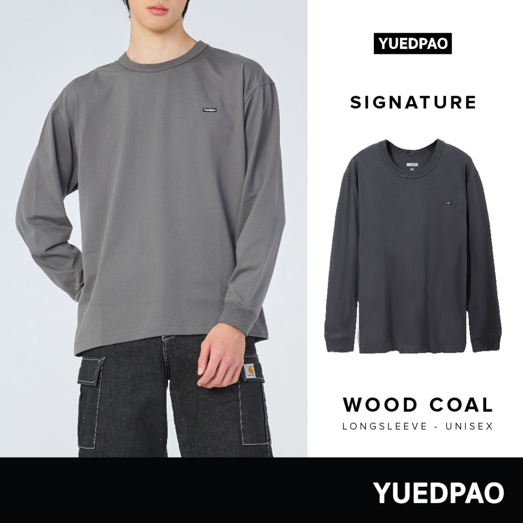 Yuedpao Signature Longsleeve Summer ผ้าหนาทรงสวย ยับยากรีดง่าย เสื้อยืดเปล่าแขนยาว สี Wood Coal