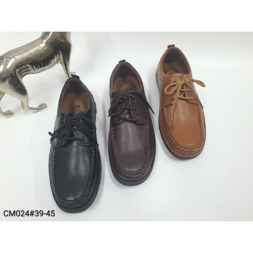CM024รองเท้าหนังผูกเชือกผู้ชายไซส์39-45มี3สีแทนน้ำตาลดำ