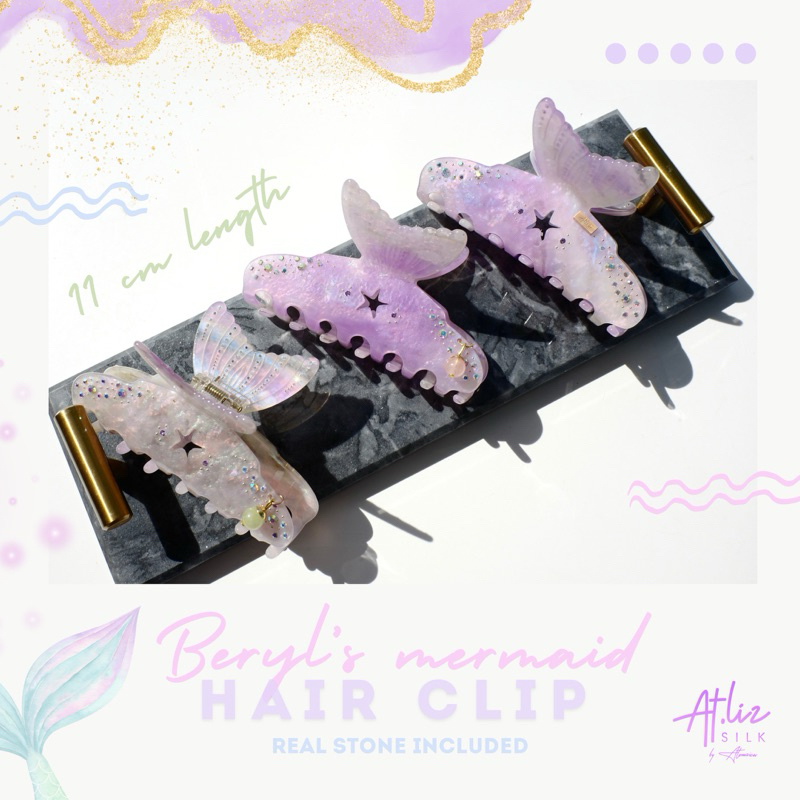 ที่หนีบผม แอทลิซ Atlizsilk mermaid hair claw clip with beryl stone