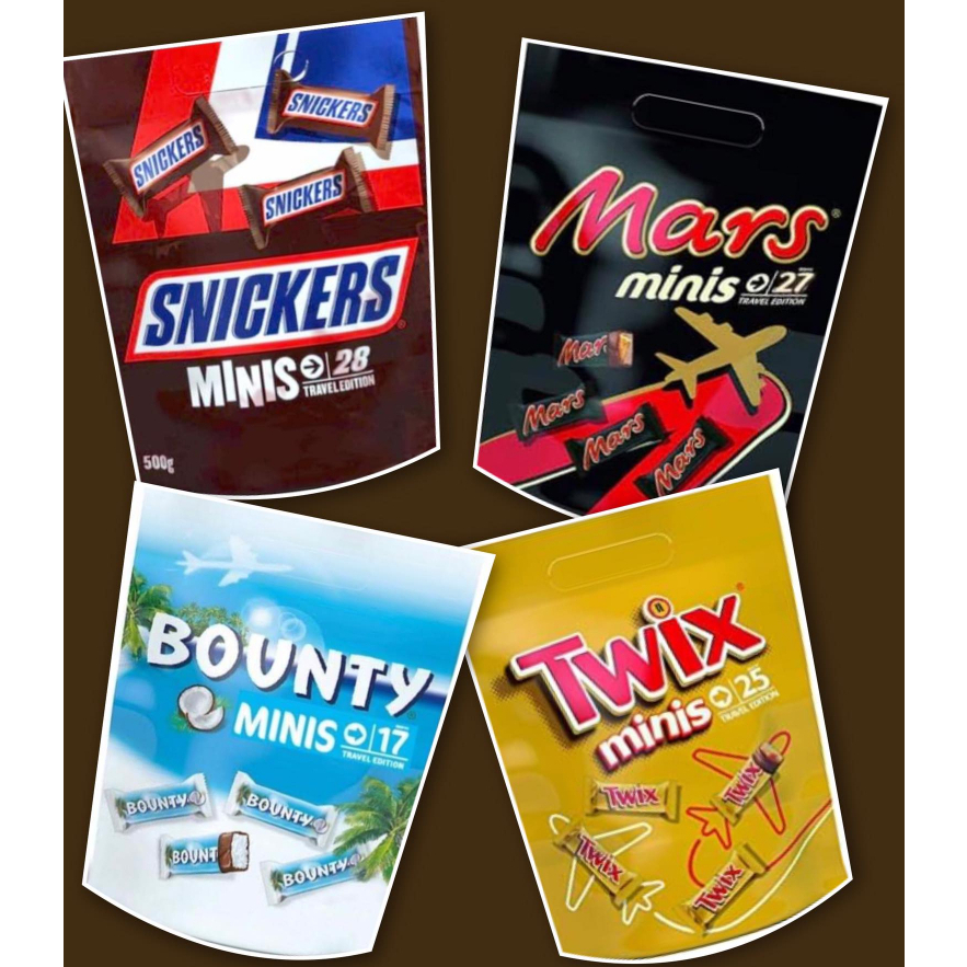 Chocolate Minis 500g จากเเบรนด์ดังรวม 4 แบรนด์ (Twix , Snickers , Mars , Bounty)