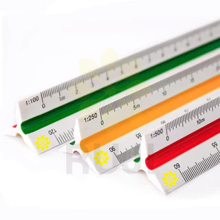 RUJI ไม้สเกล สามเหลี่ยม 12 นิ้ว สเกลต่ำ / สเกลกลาง / สเกลสูง Scale Ruler ไม้สเกลสามเหลี่ยม Official