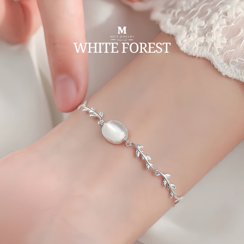 MEET💕พร้อมส่ง กำไลเงิน White Forest สร้อยข้อมือปรับได้ กำไลแฟชั่น กำไลข้อมือเงินแท้ สร้อยข้อมือสวยๆ