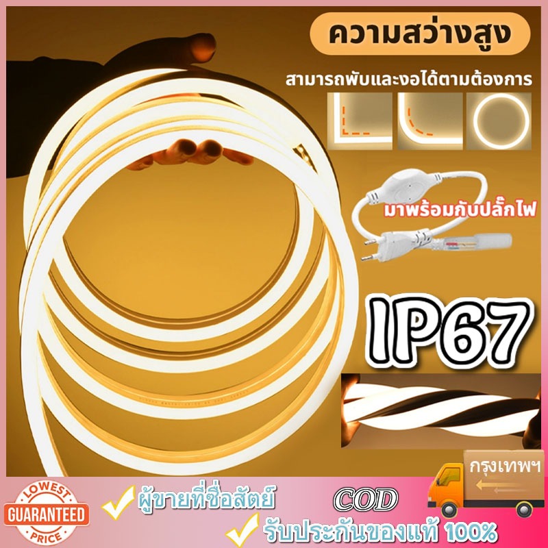 ไฟแถบนีออน neon flex LED ดัดงอได้ ยาว3/5/10ม สีสวยกันน้ำแรงดัน 220V รวมถึงปลั๊ก 3 สีให้เลือก ต่อปลั๊กให้พร้อมใช้งาน