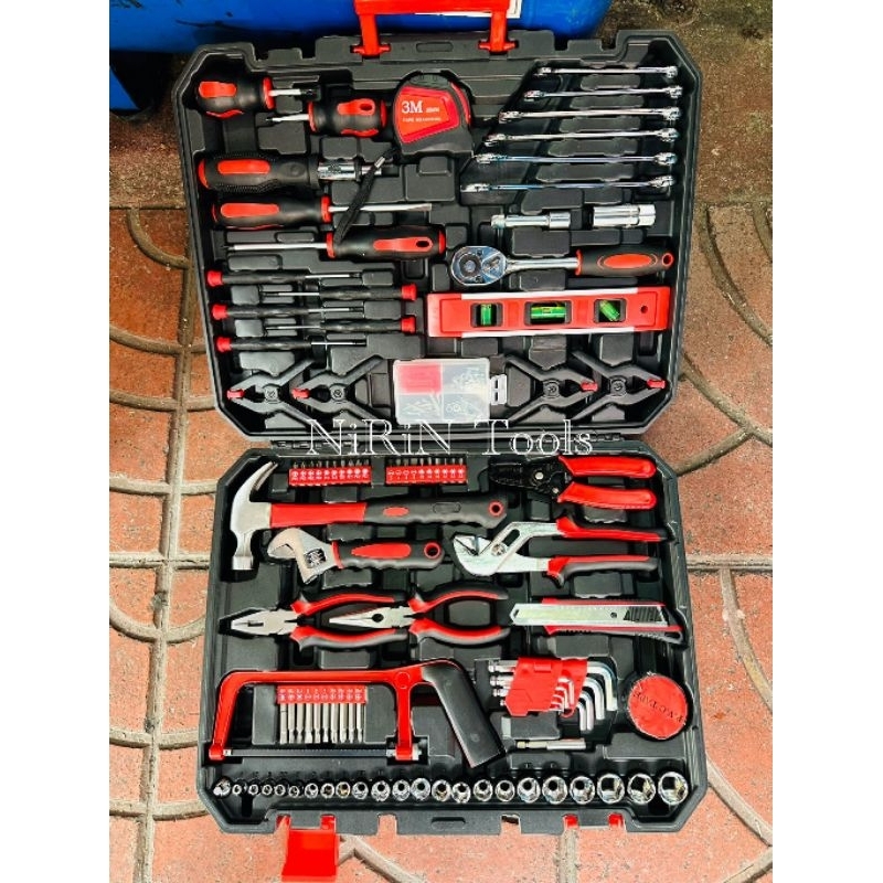 KONY ชุดกระเป๋าเครื่องมือพรีเมียม 168 ชิ้น กล่องแดง ชุดเครื่องมือชุดใหญ่ 168PCS ชุดเครื่องมือพกพา ติ