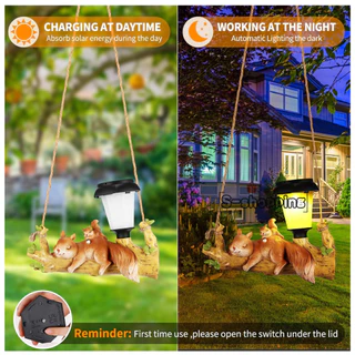 MJ482-กระรอก Warm white โคมไฟ พลังงานแสงอาทิตย์โซล่าเซลล์ 1 LED สำหรับตกแต่ง