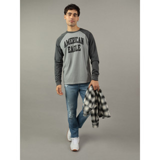 American Eagle เสื้อยืดผู้ชาย G INTL RAGLAN LS - PC DYE + MA…