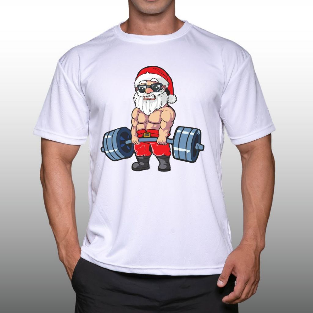 SANTA เสื้อยืดแขนสั้นผู้ชาย Men’s Gym Workout Bodybuilding Muscle T-Shirt