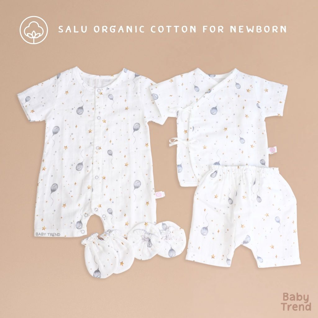 BabyTrend ชุดเด็กแรกเกิด ผ้าคอตตอนพรีเมี่ยม สาลูออแกนิค อ่อนโยนเหมาะกับเด็กอ่อน 0-3, 3-6 เดือน