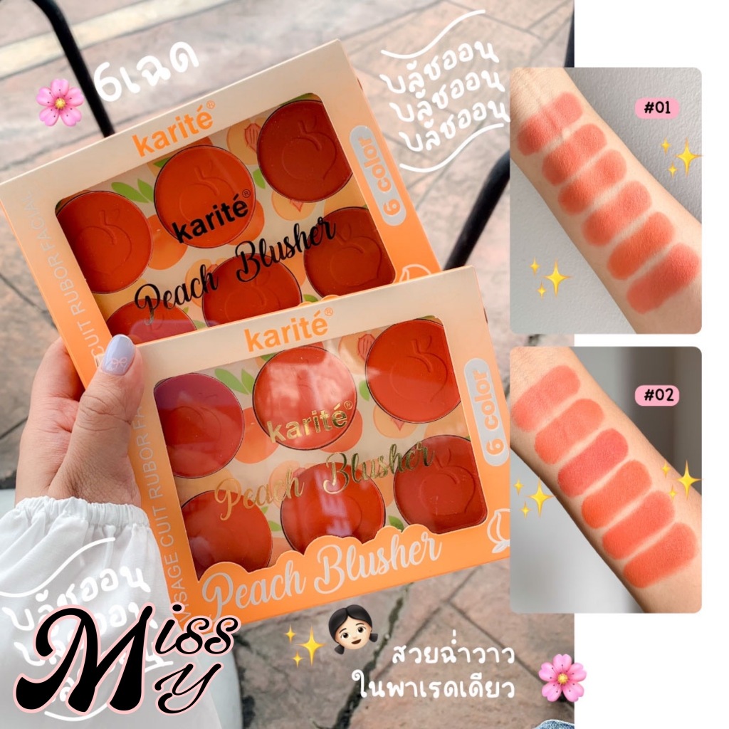 Karite 6in1 Peach Matte Color Blusher Set บลัชออนเนื้อแมทต์ เฉดสีพีช เปล่งปลั่ง สีสันเป็นธรรมชาติ