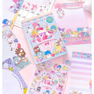 (แท้ พร้อมส่งทุกลายแล้วค่า💖)สมุดฉีกsanrio มี104แผ่น,128แผ่น,144แผ่น ในเล่มมีกระดาษ8ลายและมีสติ๊กเกอร์1แผ่น