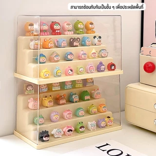 กล่องใส่โมเดล กล่องใส่ art toy กล่องใส วางซ้อนได้4 ชั้น มีสองสีให้เลือก ตุ๊กตาของสะสม ที่เก็บของสะสม Labubu COD