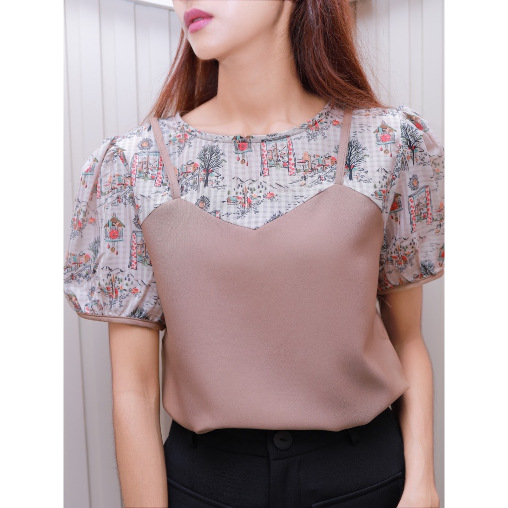 B30 เสื้อเอี้ยมลายทิวเขาผ้าตาราง
