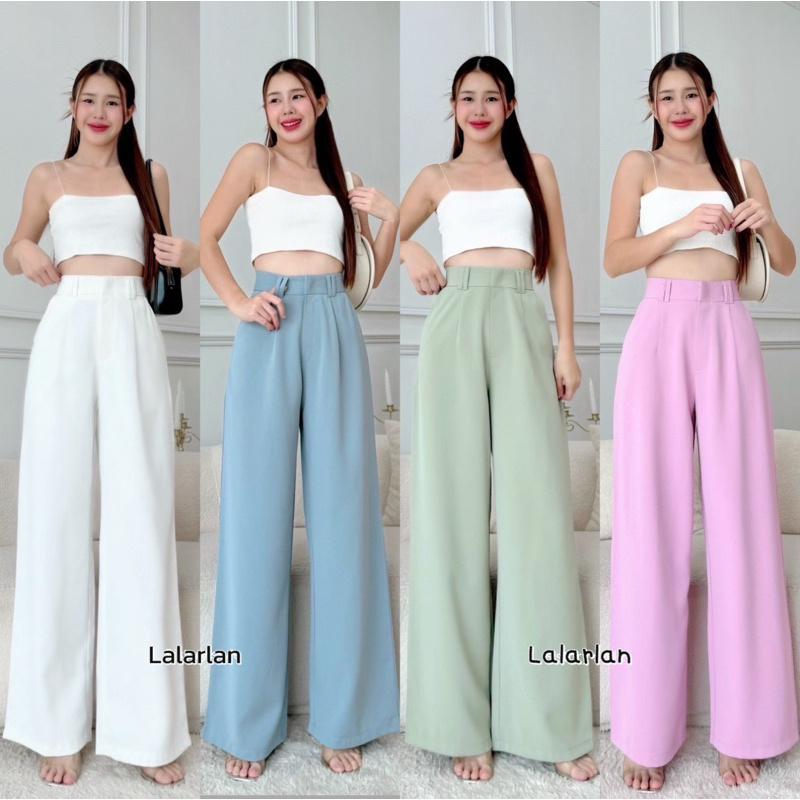 กางเกงรุ่น jelly pantsกระบอกใหญ่ ดีเทลน่ารัก เอวสูงปี๊ด  ทรงสวย เก็บพุง