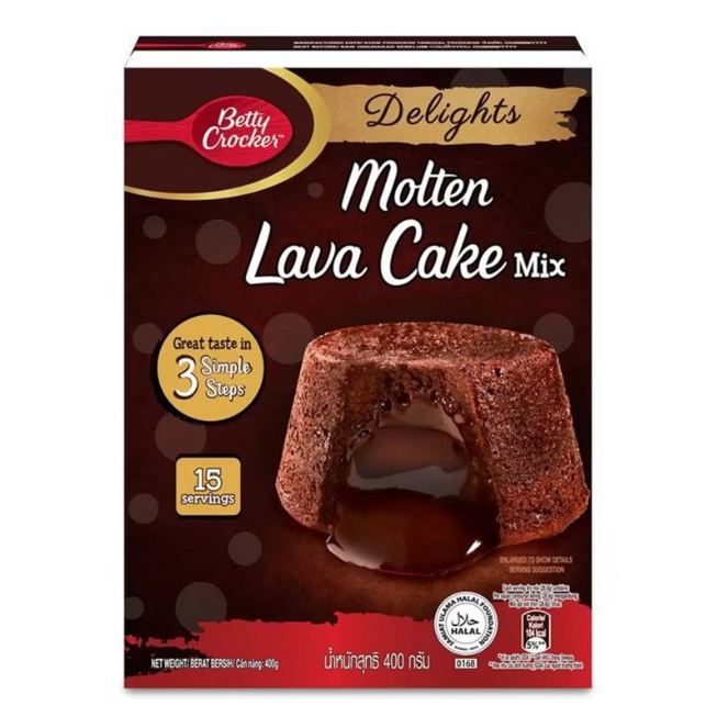 Betty Crocker Molten Lava Cake Mix 400g. เบตตี้ คร็อกเกอร์ มอลเทน แป้งเค้กลาวามิกซ์