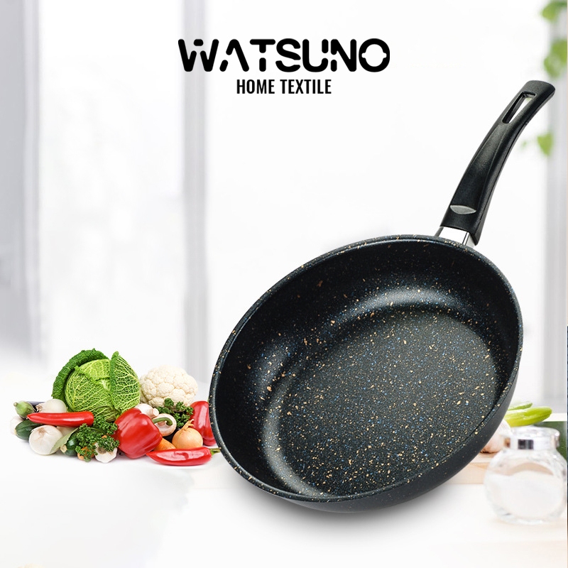 Watsuno.หม้อเคลือบหินแพทย์ หม้อเคลือบหนา ใช้ได้กับเตาทุกประเภท กระทะแบน หม้อก้นลึก กระทะทอดสารกันติด