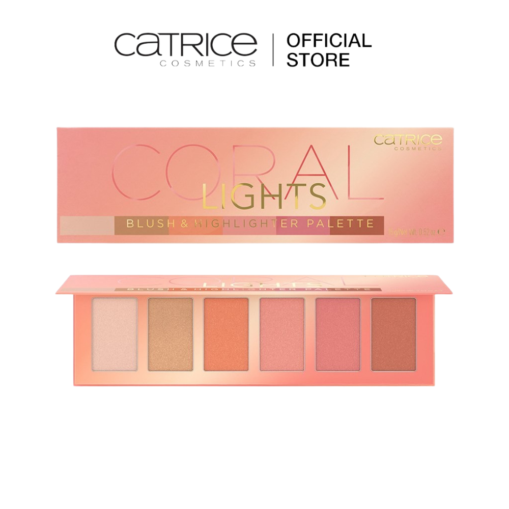 Catrice คาทริซ Coral Lights Blush & Highlighter คอรอลไลท์ บลัชแอนด์ไฮไลเตอร์ บลัชออน ไฮไลท์ พาเลต พาเลตแต่งหน้า