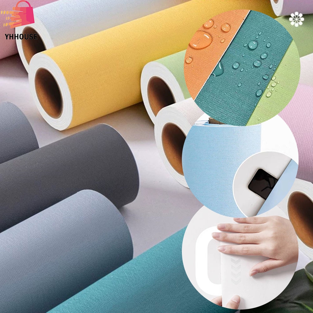 วอลเปเปอร์สีพื้น มีกาวในตัว กันน้ำ กว้าง 45ยาว 100ซม สติ๊กเกอร์สีพื้น Sticker