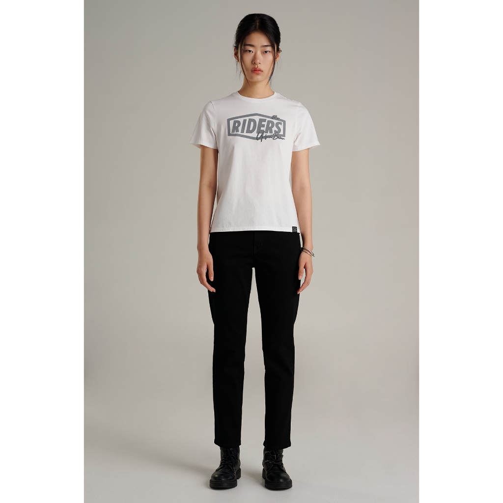 Mc jeans เสื้อยืดแขนสั้นผู้หญิง คอกลม สีขาว MTTZ812