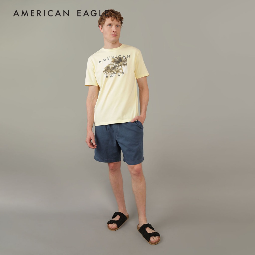 American Eagle 7" Linen-Blend Lived-In Trekker Short กางเกง ผู้ชาย ขาสั้น (EMSO 013-7683-410)
