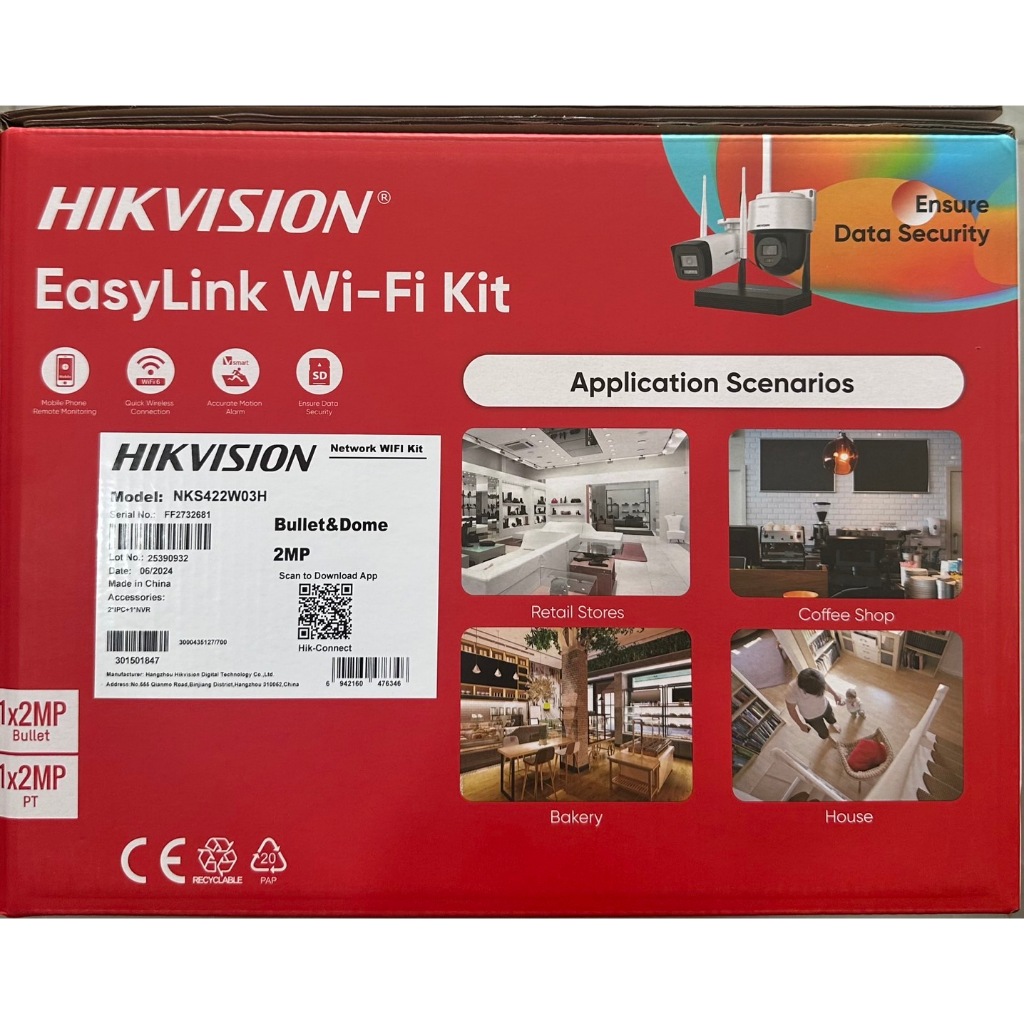 ชุดกล้องวงจรปิด wifi kit 2 ตัว hikvision NKS422W03H (กล้องกระบอก 1 กล้องหมุน 1)