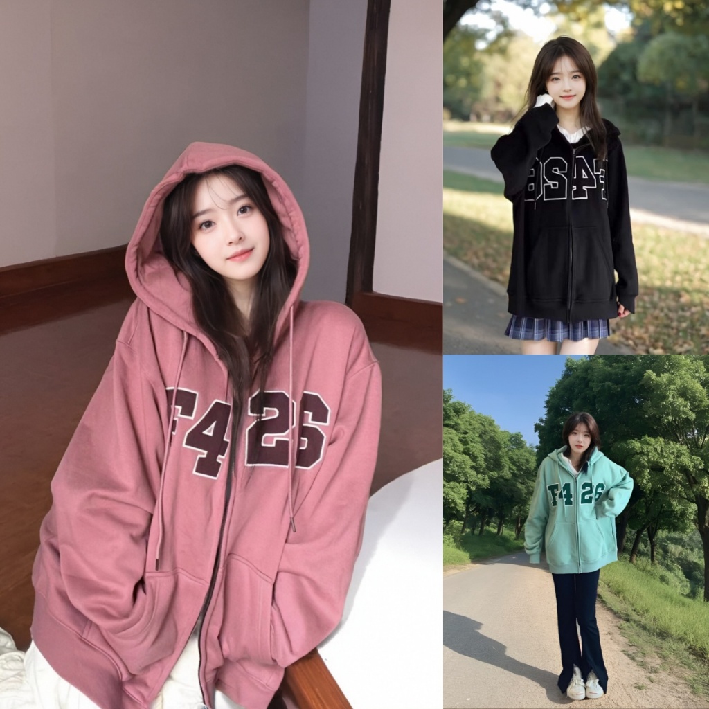 เสื้อกันหนาวแขนยาวสเวสเตอร์มีฮู้ดสำหรับฤดูใบไม้ร่วงและฤดูหนาว ดีไซน์สไตล์เกาหลีทรงหลวมสำหรับผู้หญิง เพิ่มความอบอุ่นแล