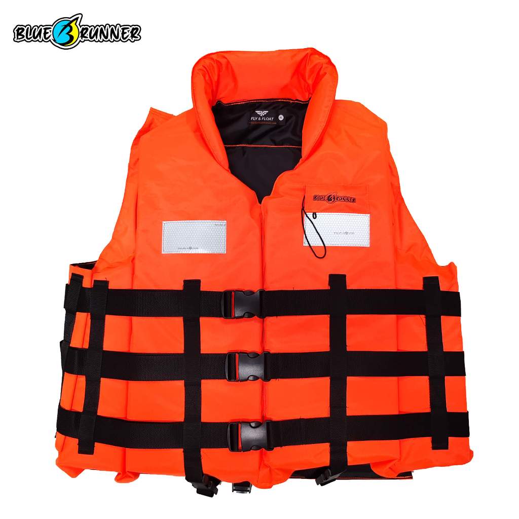 เสื้อชูชีพ Blue runner Life Vest Life Jacket 150N มีปก พร้อมนกหวีด สีส้ม มีแผ่นสะท้อนแสง