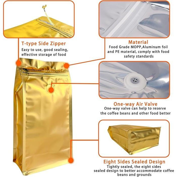 แพ็ค10 ใบ💯  ถุงใส่เมล็ดกาแฟ Cube Coffee Bag ถุงกาแฟ  มีวาว์ล มี  ขยายด้านข้าง แบบซีล ชุดละ - รูปที่ 3