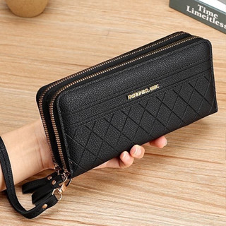 (GC-051)กระเป๋าสตางค์ 2 ซิปโลโก้ สีทอง  กระเป๋าสตางค์ใบยาวซิ…