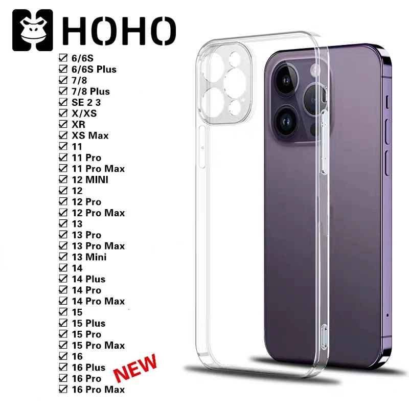 ZM🔥เคสใส เคสใสขอบเหลี่ยม ใช้สำหรับ iPhone 17 Air 16e 6 7 8 Plus + XS XR Max SE 11 12 13 14 15 16 17 Pro Max Plus Case