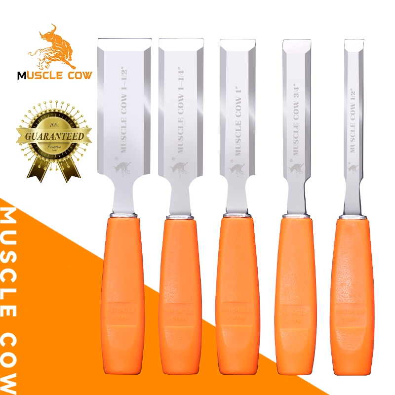MUSCLE COW สิ่วช่างไม้ ด้ามไฟเบอร์อย่างดี มี 5 ขนาด สิ่วเจาะไม้ สิ่วแกะสลักไม้ สิ่วช่างไม้ สิ่วกลึงไม้ สิ่วงานไม้