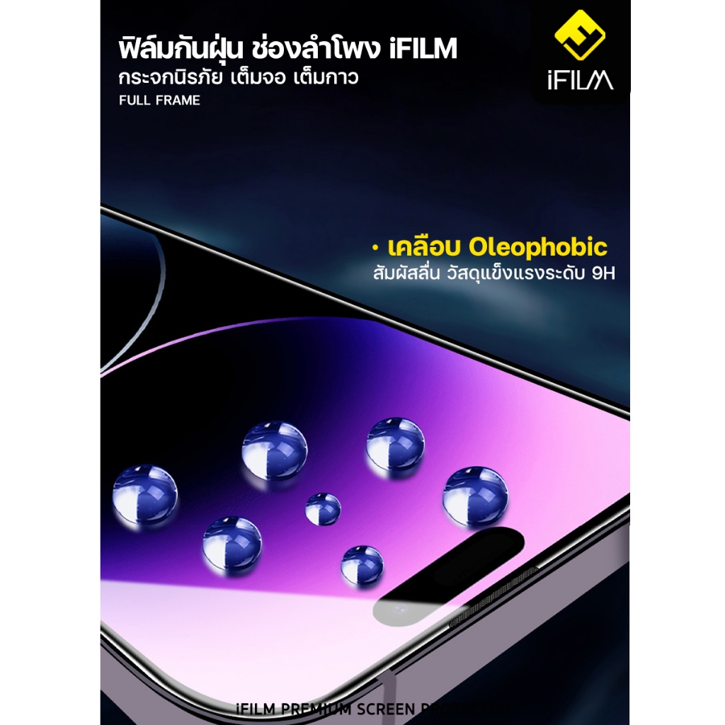 iFILM ฟิล์มกระจก นิรภัย กันฝุ่นลำโฟง เต็มจอ ใส For iPhone 17 Pro Max 17Air 16e 16 Pro 15 14 13 12 mini 11 Xr Xs Max SE 8 - รูปที่ 3
