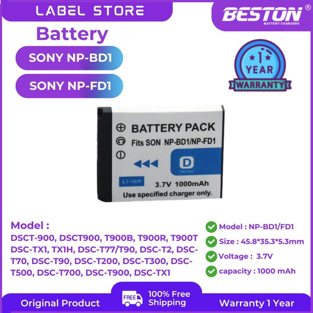 แบตเตอรี่ NP-BD1 / NP-FD1 DSC-T900,DSCT900,T900B,T900R,T900T,DSC-TX1,TX1H,DSC-T77/T90