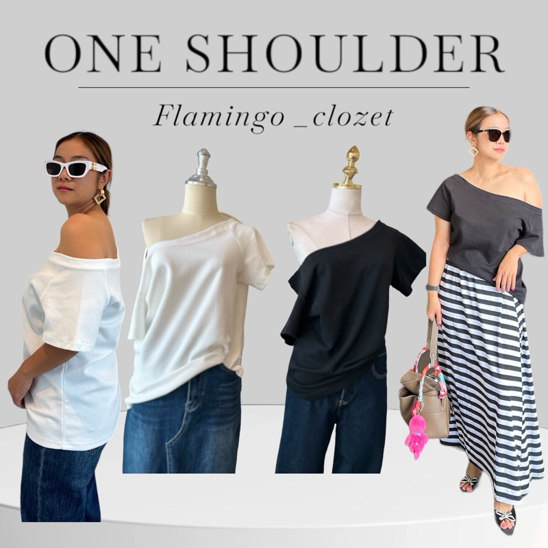 Shopee Video ลด30%เสื้อไหล่เดี่ยวแขนสั้น one shoulder