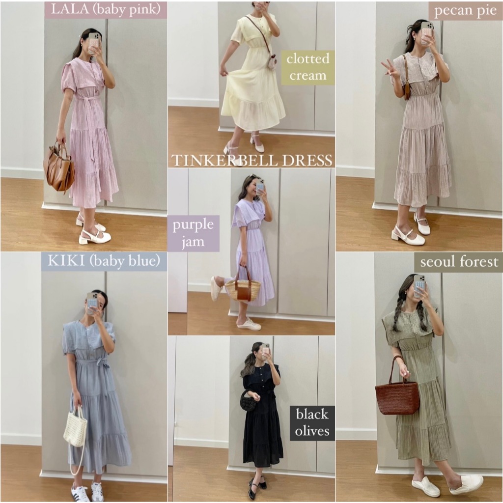 janunstudio - TINKERBELL DRESS 7 สี (เดรสทิงเกอร์เบลล์) - เดรสผู้หญิงน่ารัก ผ้าอัดพลีท มี texture ไม่ยับ ไม่ต้องรีด