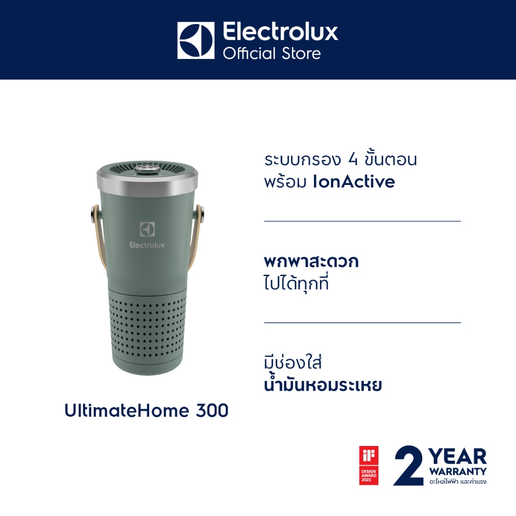 Electrolux EP31-15GRA เครื่องฟอกอากาศแบบพกพา กรอง 4 ขั้นตอน พร้อม IonActive