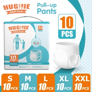 [สินค้าใหม่] HugHIeผ้าอ้อมผู้ใหญ่ สูตรบางเบา มีอัตราการดูดซึมสูง 2000CC S/M/L/XL/XXL（10pcs）