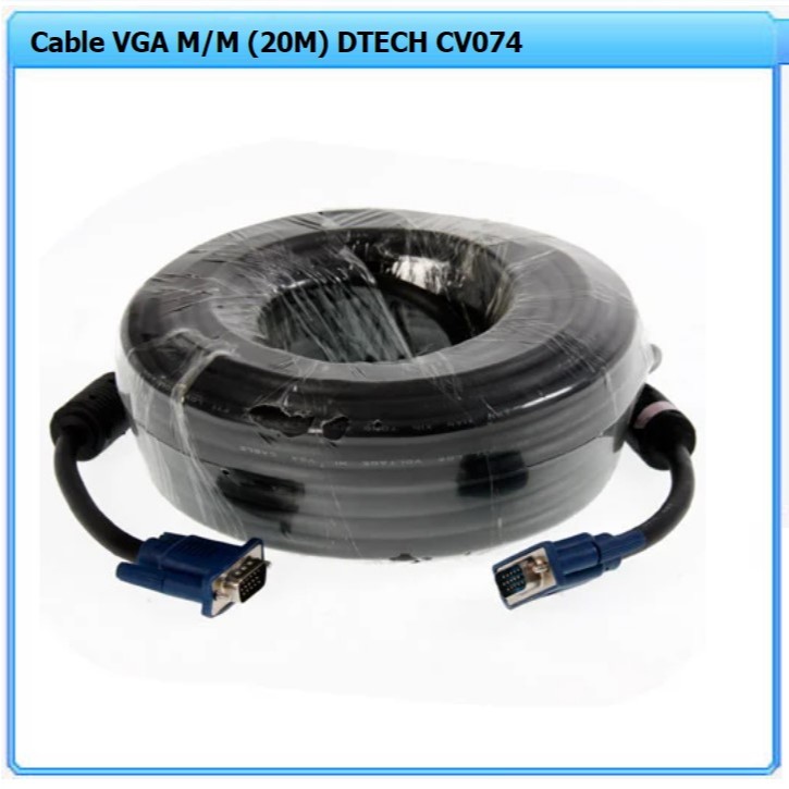 Cable VGA M/M (20M) DTECH CV074 Cable RGB M/M (20M) By Dtech สายเชื่อมต่อ RGB ยาว 20 เมตร