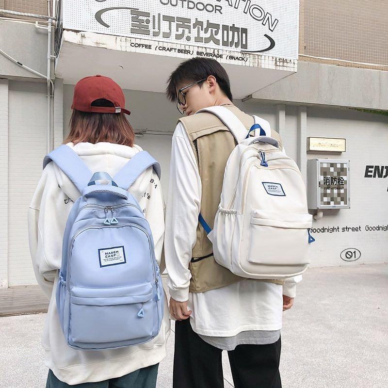 【ของแถมฟรี】 พร้อมจัดส่งกระเป๋าเป้สะพายหลังกันน้ำคุณภาพสูง แบบเรียบง่าย ขนาดใหญ่ จุของได้เยอะ สไตล์เกาหลี น่ารัก หลายสี