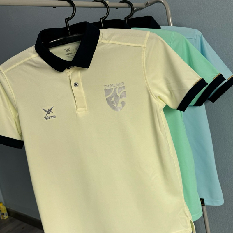 เสื้อโปโลทีมชาติไทย เสื้อโปโล โลโกช้างศึก แขนสั้น เนื้อผ้าบางเบา ใส่สบาย vins PL-221( DIY )