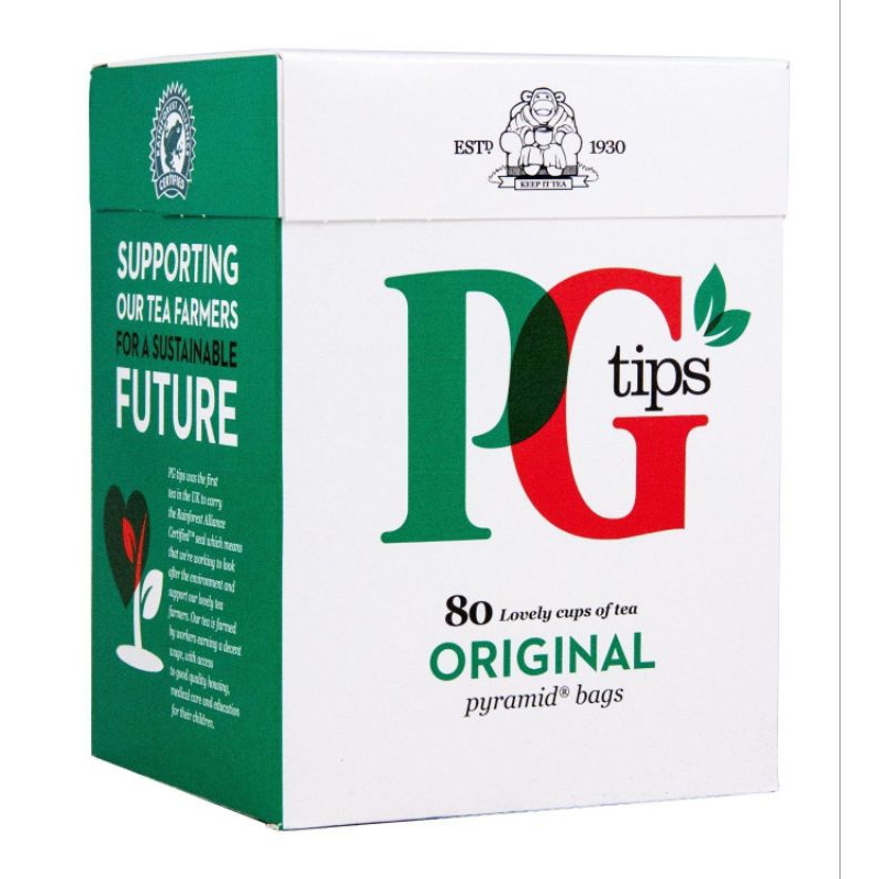 PG Tips Tea 80 Tea bags The Original Signature Taste 232g BBF:01/12/25 ชา พีจี ออริจินอล 232กรัม