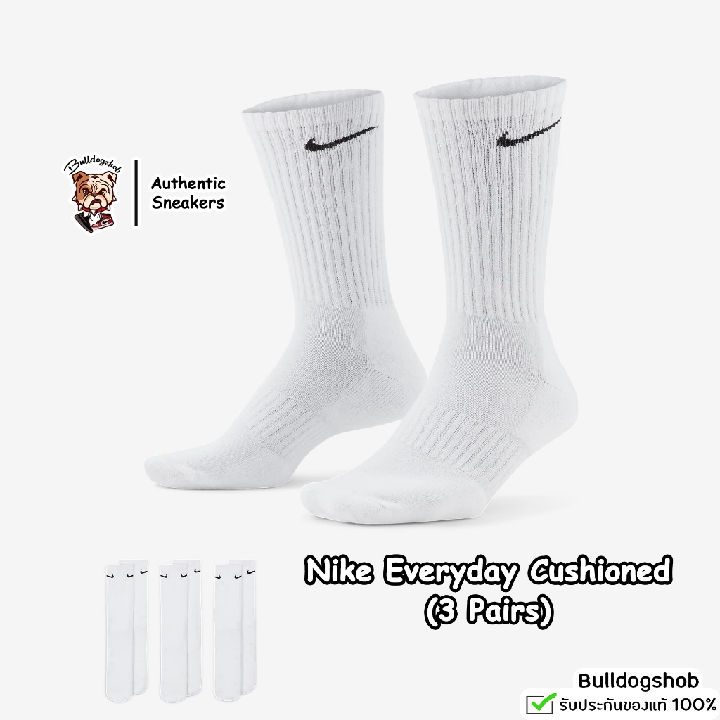 ทักแชทรับโค้ด ถุงเท้า Nike Everyday Cushioned (3 Pairs) SX7664-100 - ของแท้