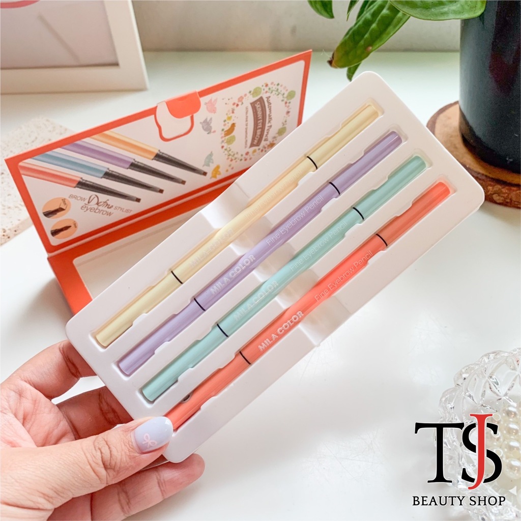 MILA COLOR 4in1 Define Eyebrow Pencil เซตดินสอเขียนคิ้วหัวตัด วาดเขียนง่าย สีสันเป็นธรรมชาติ 1.5mm