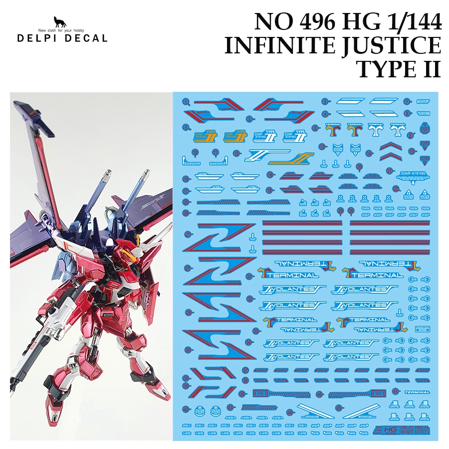 ดีคอลน้ำ [DELPI] 496 HG INFINITE JUSTICE TYPE II GUNDAM 1/144 WATER SLIDE DECAL