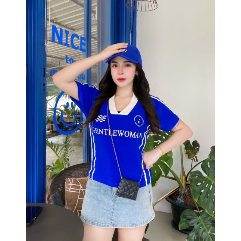 Gentle Woman เสื้อครอป เสื้อแนวสปอร์ต สกรีนลายสุดฮิต ออกกำลังกาย Sport วิ่ง